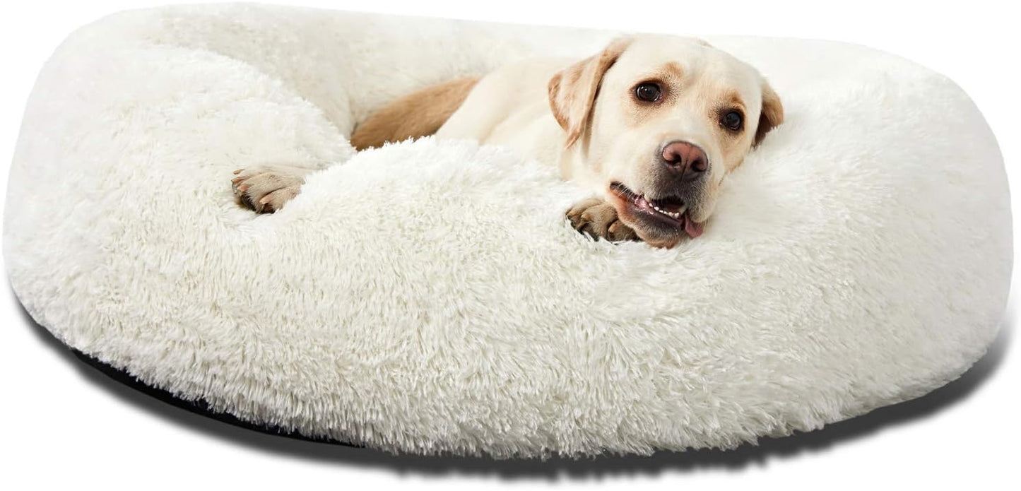 HACHIKITTY Calming Donut Cuddler Dog Bed for Large Dogs