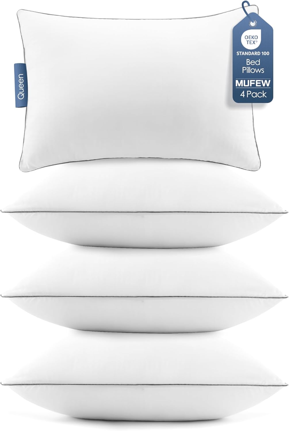 MUFEW Queen Pillows Set of 4 for Ultimate Comfort and Support