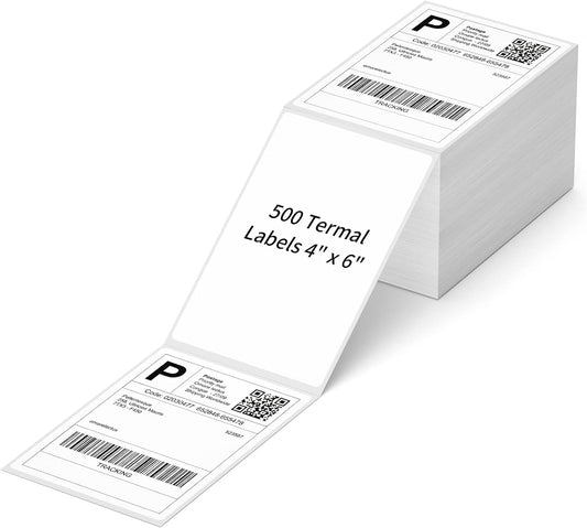 500 White Perforated Shipping Labels Compatible with Zebra, Elton Printers