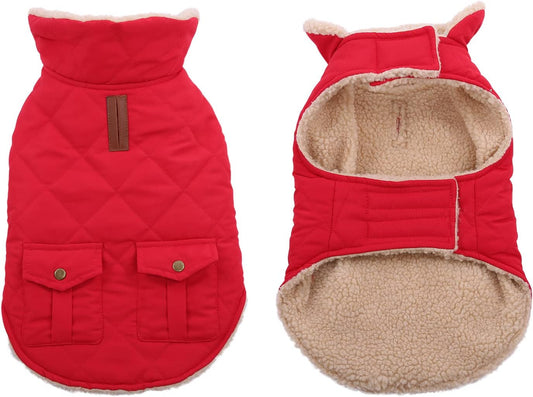 Queenmore Warm Dog Coat for Cold Weather with Plush Lining