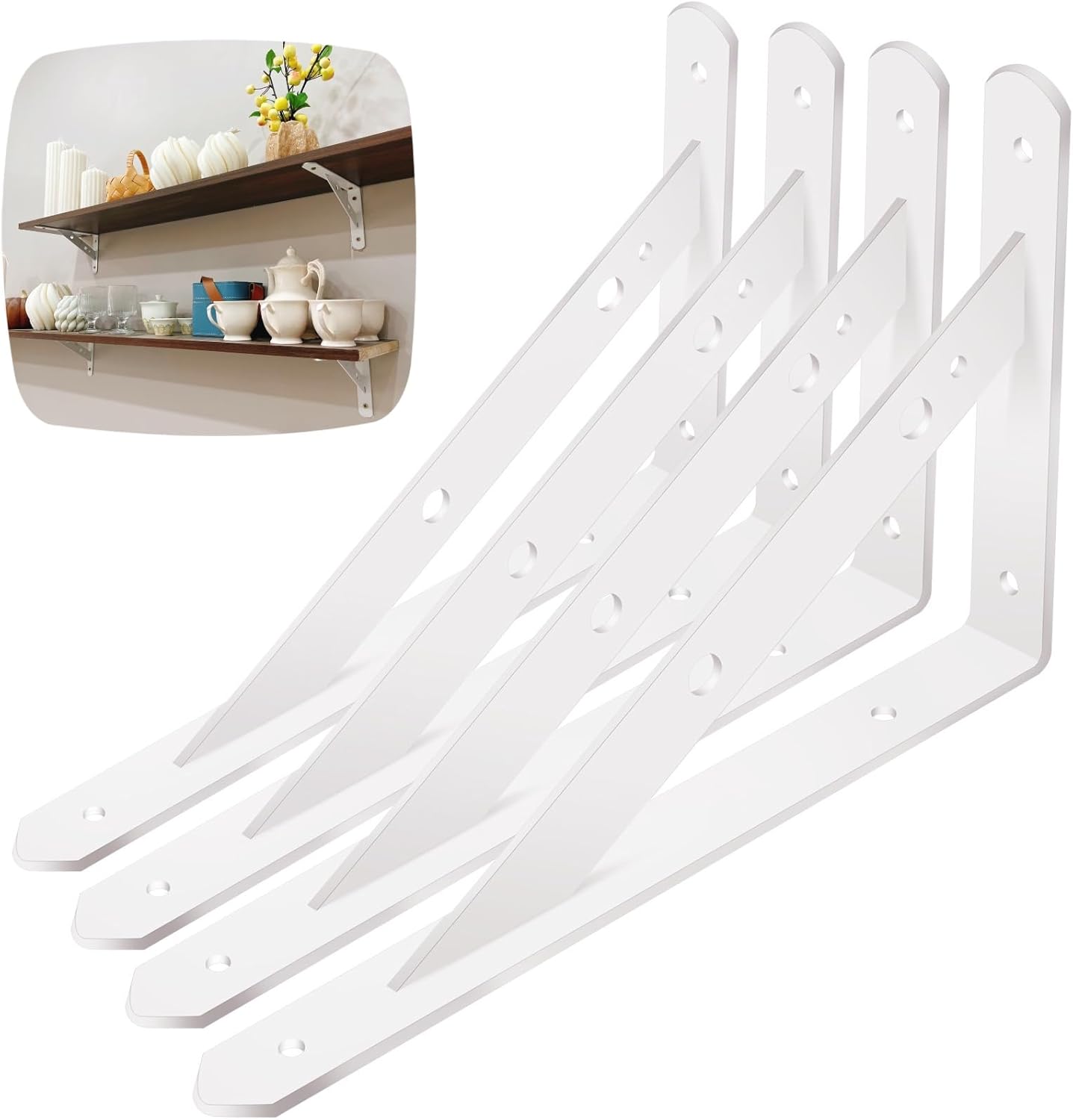 Heavy Duty 16in Floating Shelf Brackets for Wall Mounting