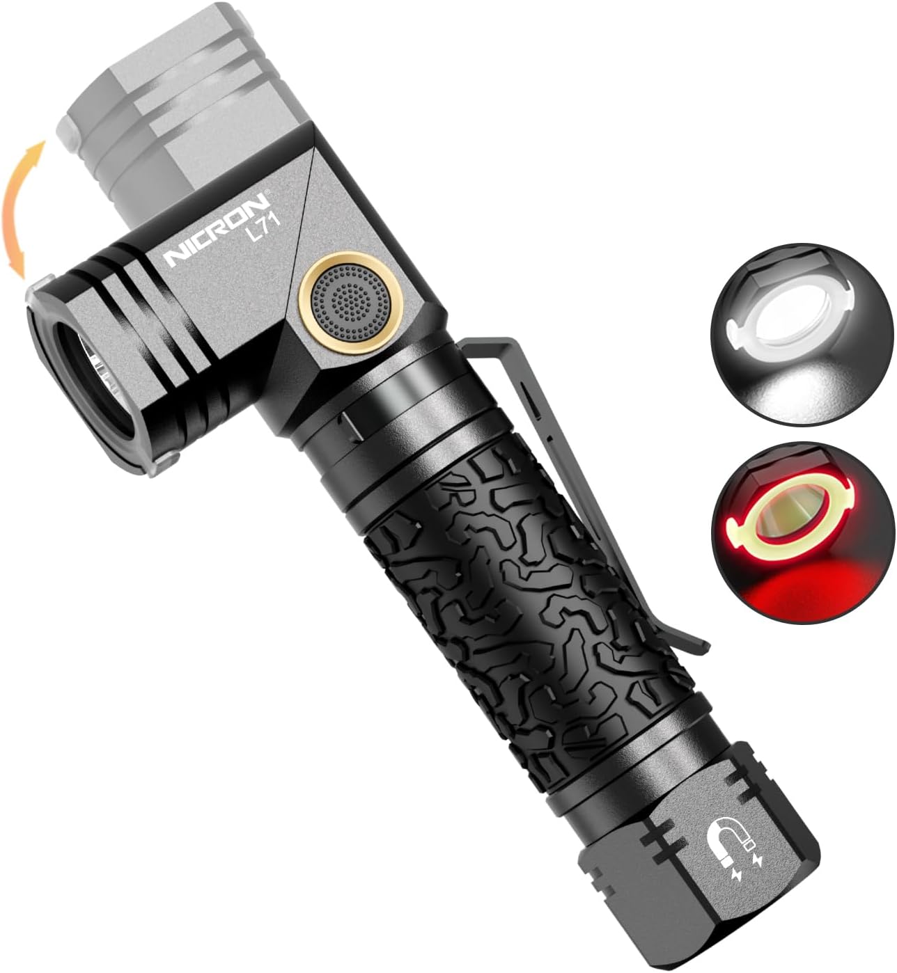 NICRON L71 Tactical Flashlight: 1800 Lumens, 8 Modes, Waterproof