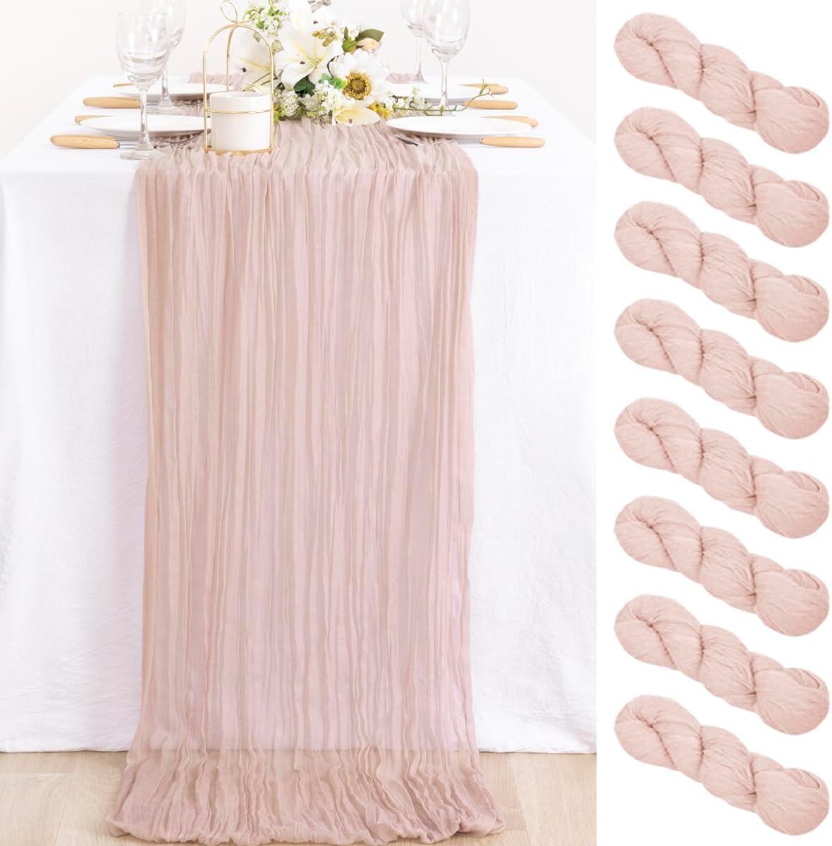 MLMC 8 Pack Pink Table Runner for Weddings and Parties Decor