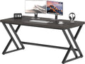 Modern Farmhouse Student Desk, 55 Inch Dark Gray Oak