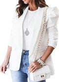 Happy Sailed Womens Blazer Open Front Puff Sleeve Office Blazer