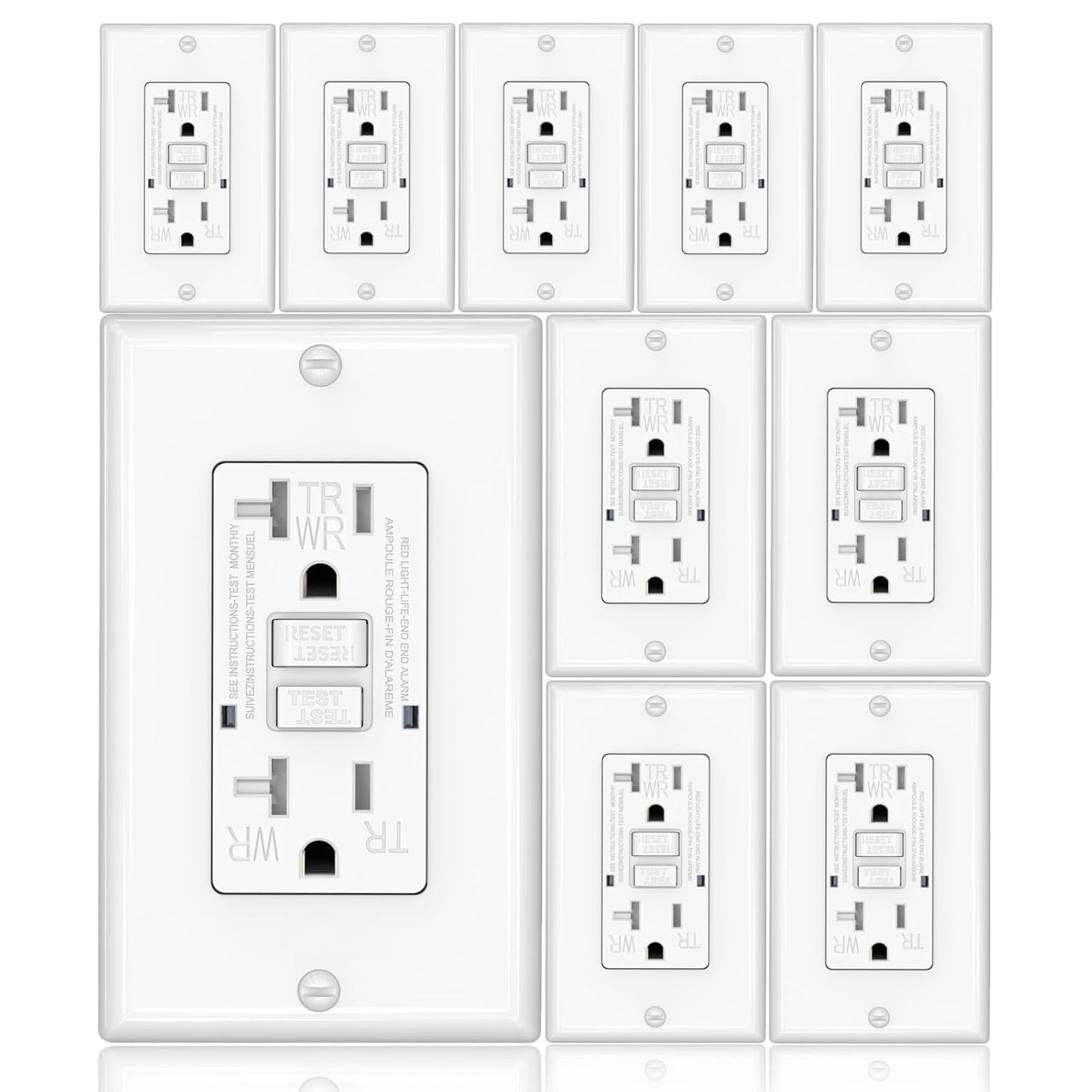 GFCI Outlet Pack of 10 - Weather Resistant & Tamper Proof Design
