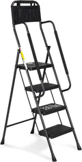 Step Ladder with Handrails 330 lb Capacity - Black Folding Stool