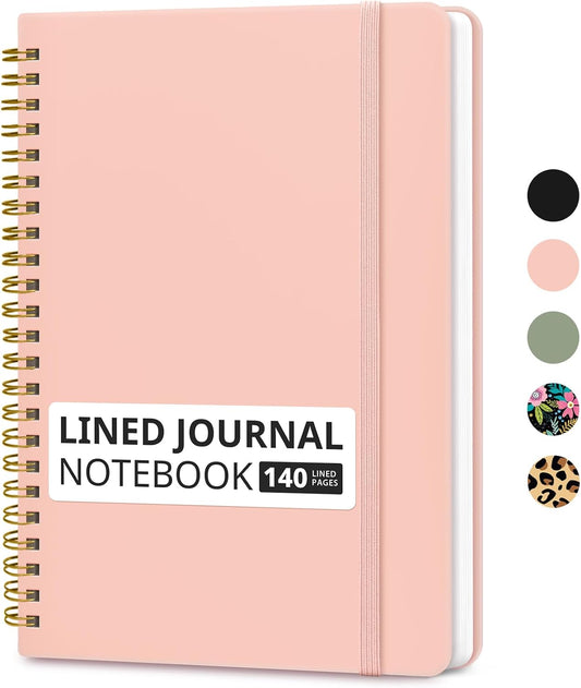 Stylish A5 Hardcover Journal - 140 College Ruled Pages, Ideal for Work & Writing, Pink