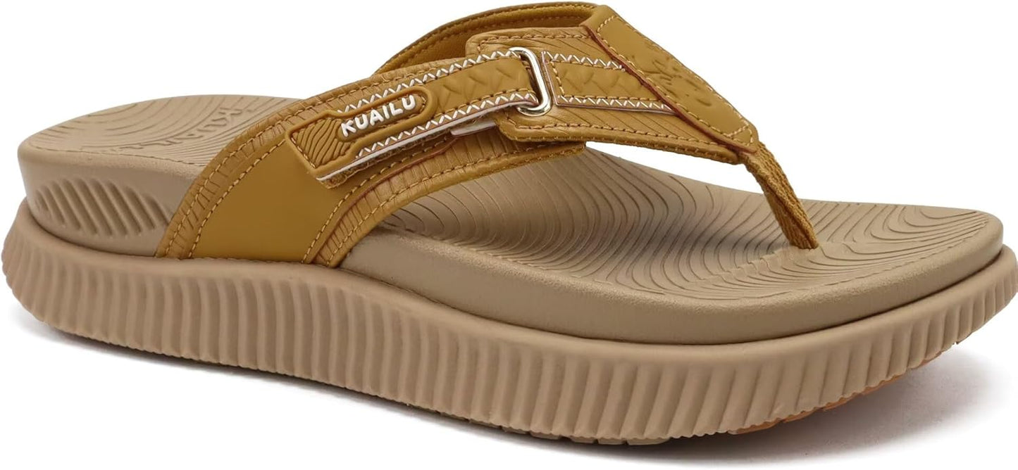 KuaiLu Womens Orthotic Cushion Flip Flops for Summer Comfort