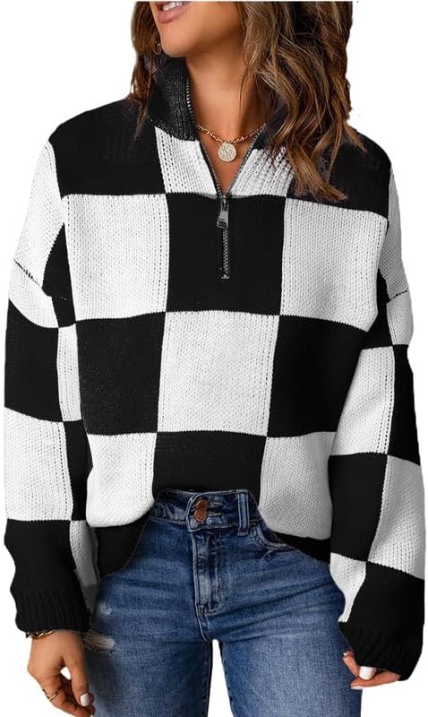 Dokotoo Womens 1/4 Zip Pullover Sweater for Casual Style
