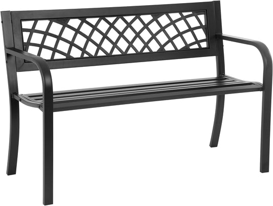 Garden Bench for Outdoor Use with Sturdy Steel Frame Design