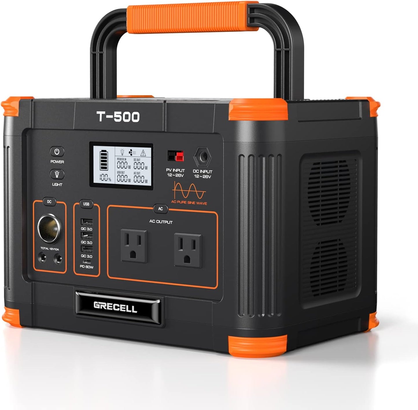 GRECELL 500W Solar Generator: Peak 1000W Power!