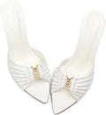 iiimmu 3.5 in Stiletto Mules Peep Toe Heeled Sandals - Chic Lift