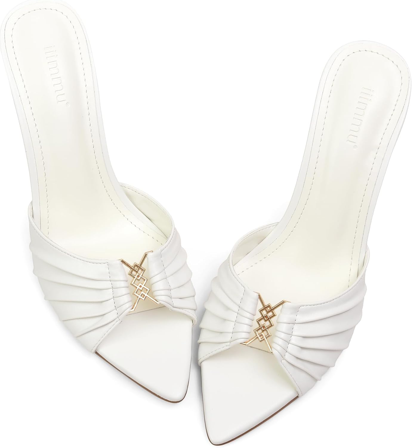 iiimmu 3.5 IN Stiletto Mules High Heels with Peep Toe Style