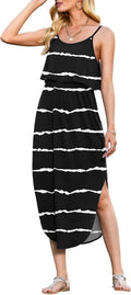 LILBETTER Adjustable Strappy Split Summer Midi Dress - Flattering Fit