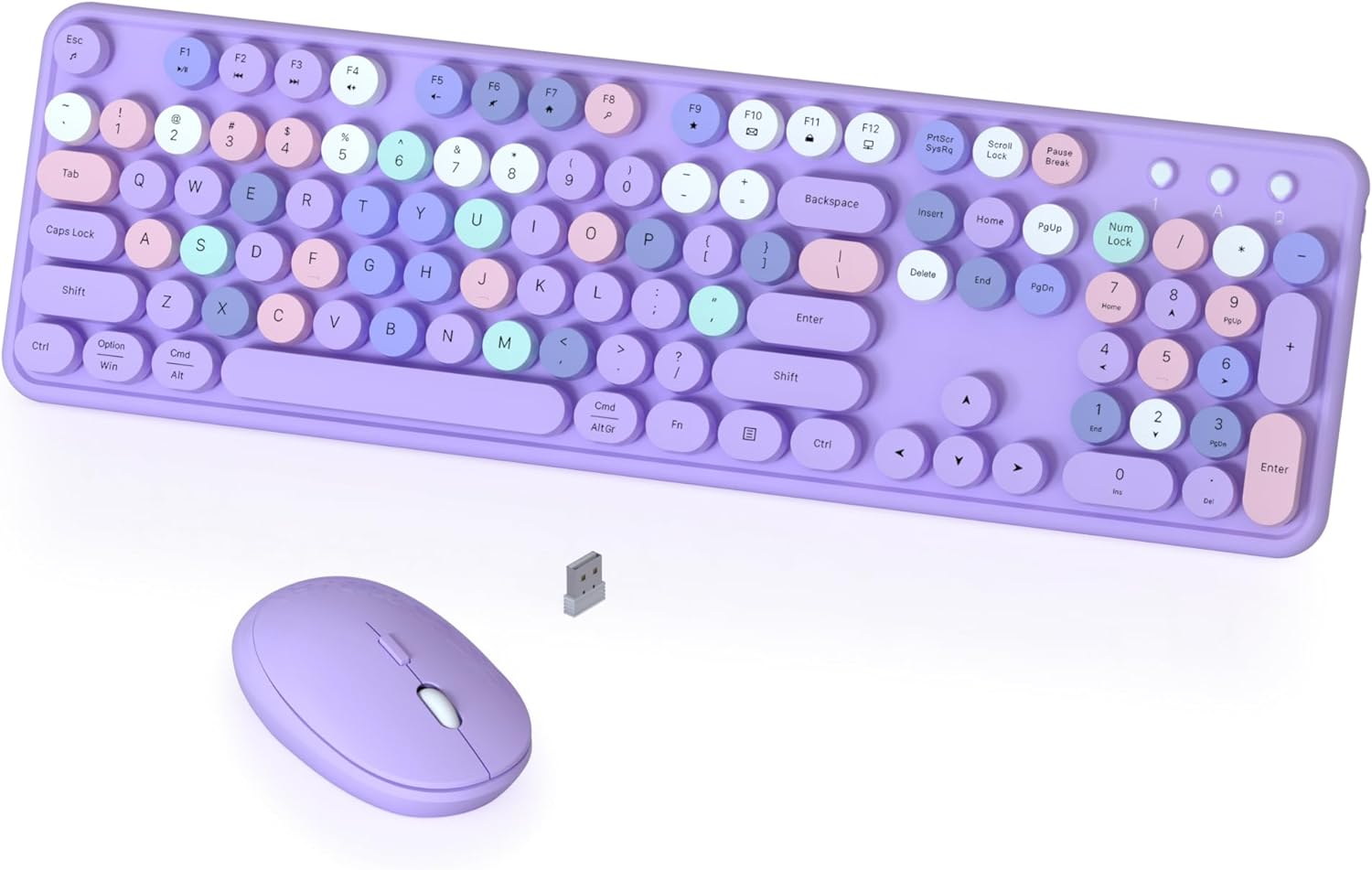 Colorful Wireless Keyboard and Mouse Combo for PC and Laptop