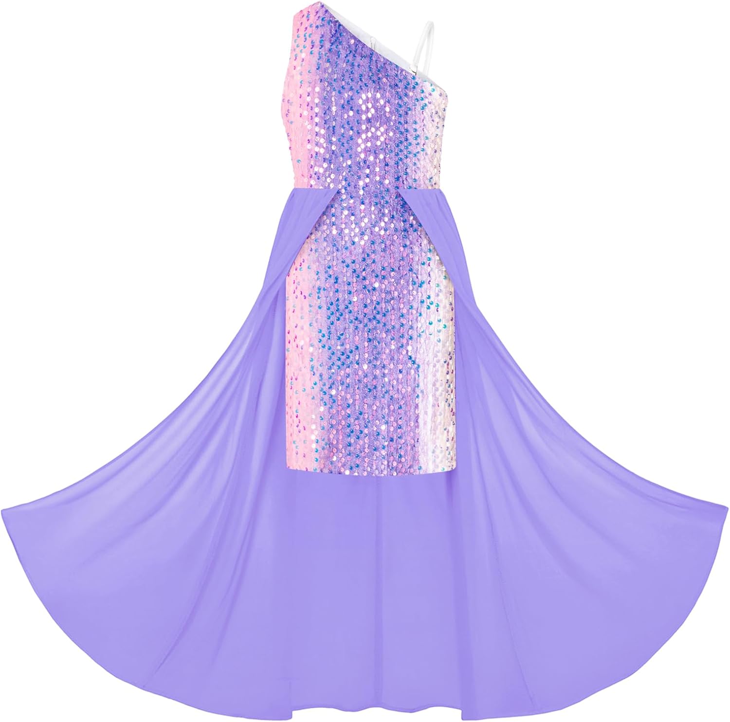 Girls Sequin Dress One Sleeve for Pageants and Parties