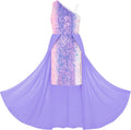 GRACE KARIN Girls Sequin Dress One Sleeve Formal - Sparkling Pageant