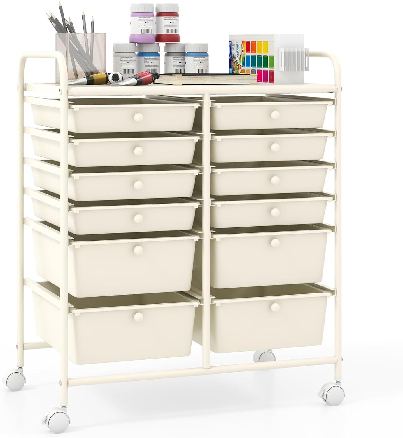 Giantex 12 Drawers Rolling Storage Cart for Classroom & Office