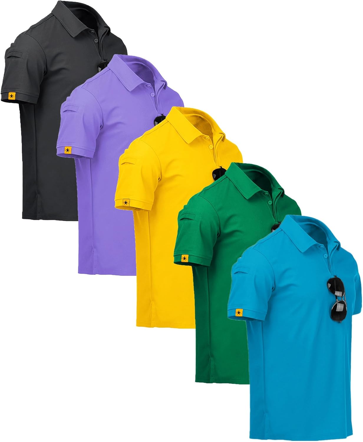 ZITY 5 Pack Mens Polo Shirt Short Sleeve Sports Golf T-Shirt