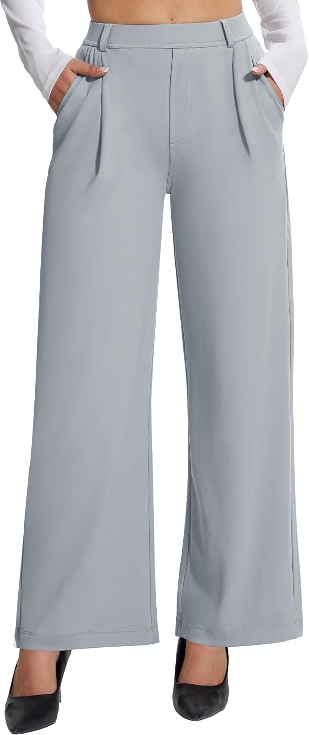 AVAMO Stretchy Work Pants for Women - Elegant Wide Leg Slacks