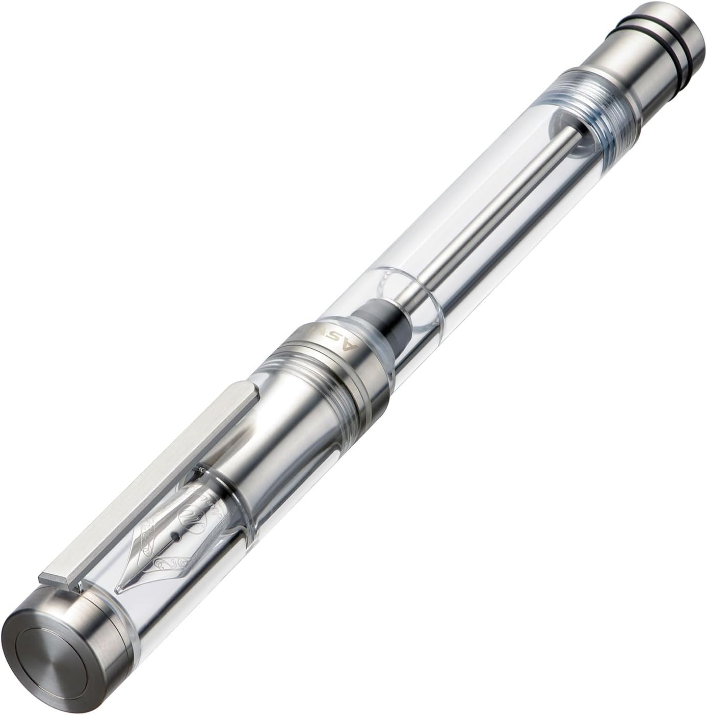 Asvine Vacuum Filling Fountain Pen - Luxury Titanium Fine Point