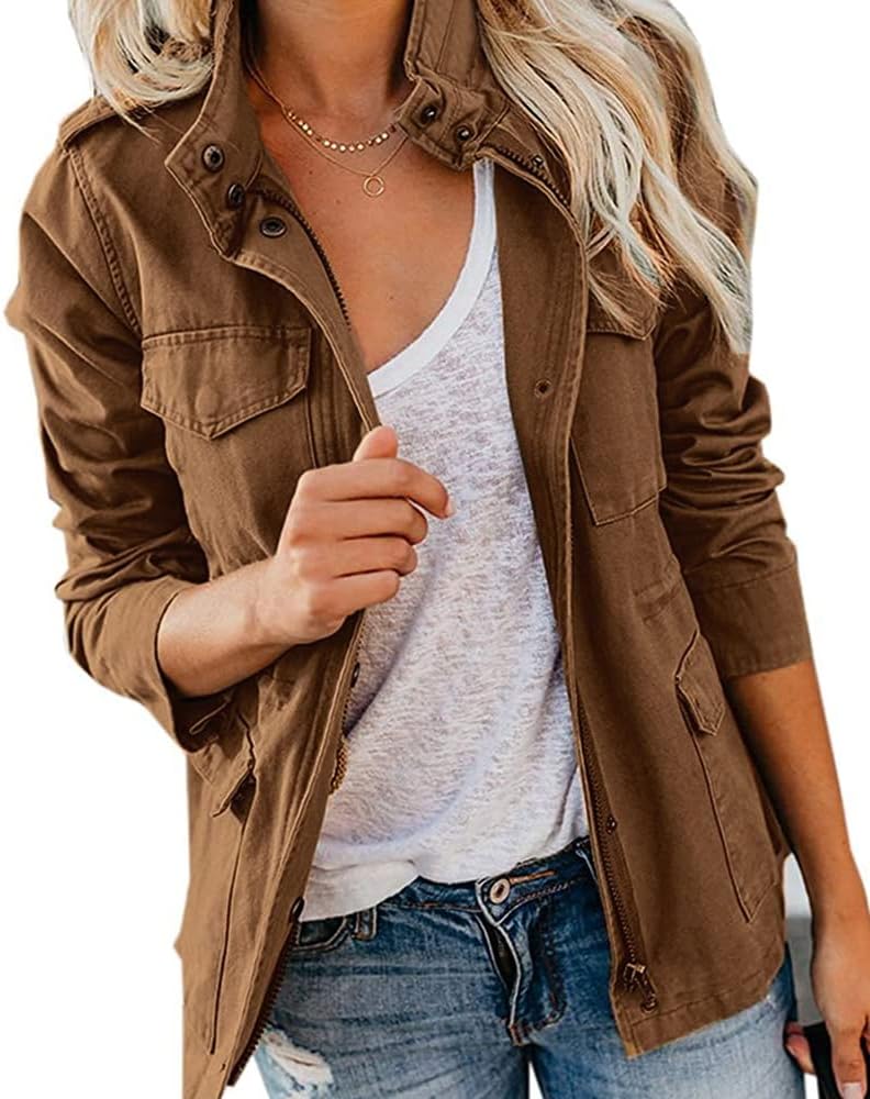 Pepochic Womens Military Jacket Lightweight Utility Anorak Coat