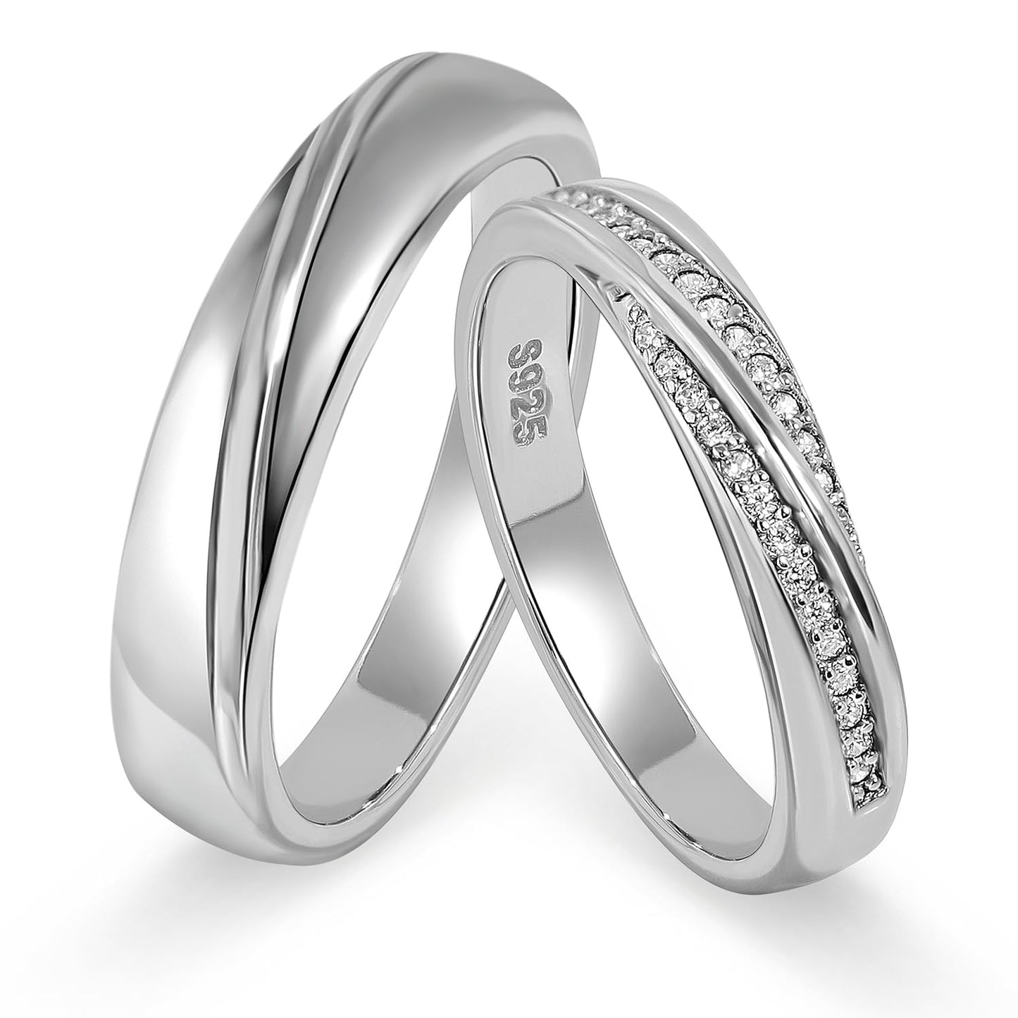 Meissa 2Pcs Couple Rings for Men and Women in 925 Silver