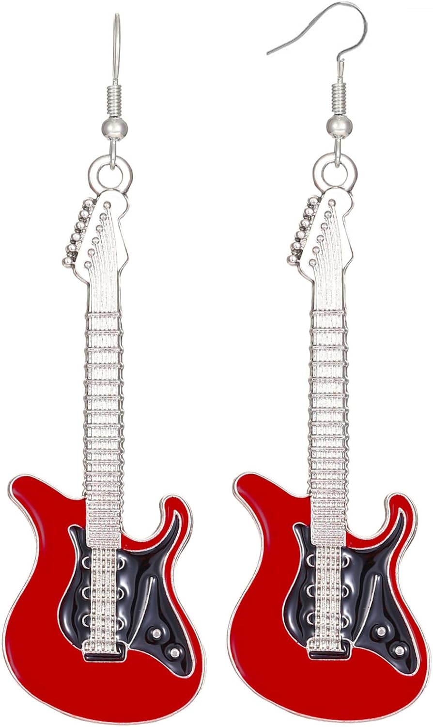 Rock Chic Guitar Drop Earrings by Adoshine