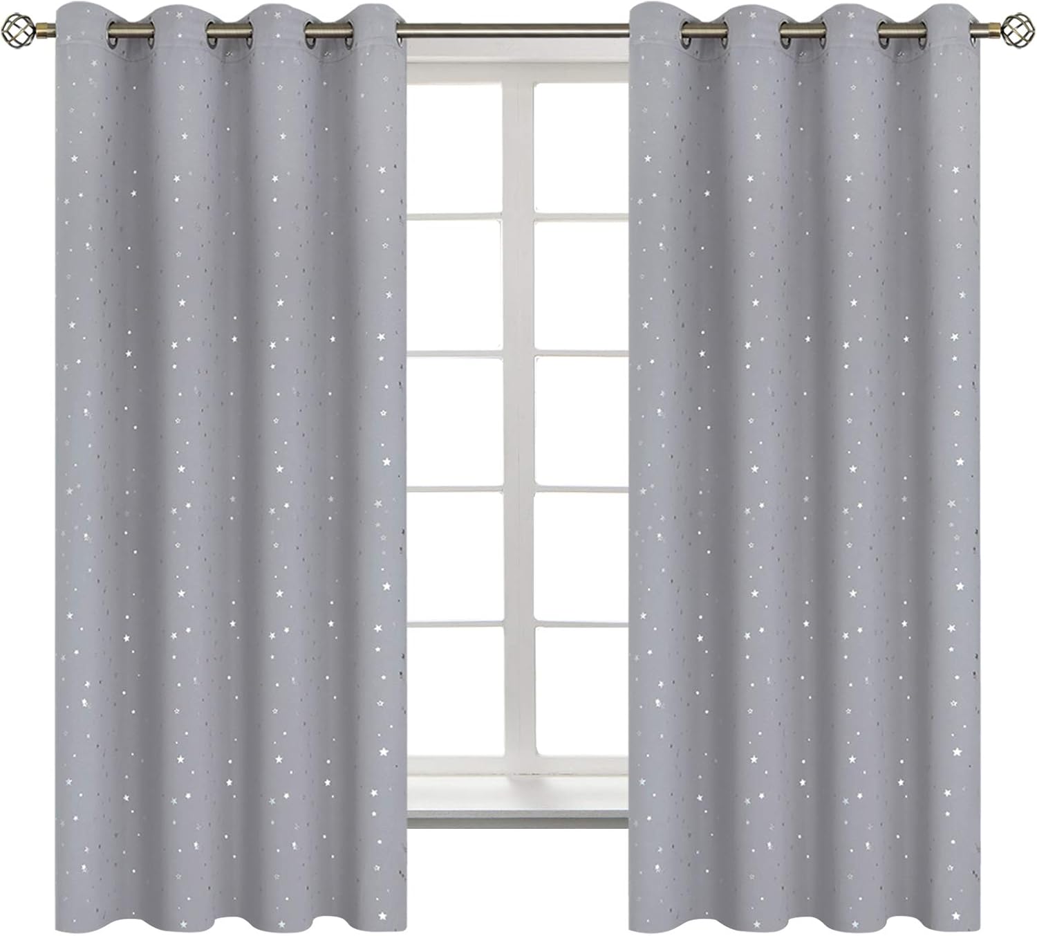 BGment Light Grey Star Blackout Curtains for Kids Room Decor