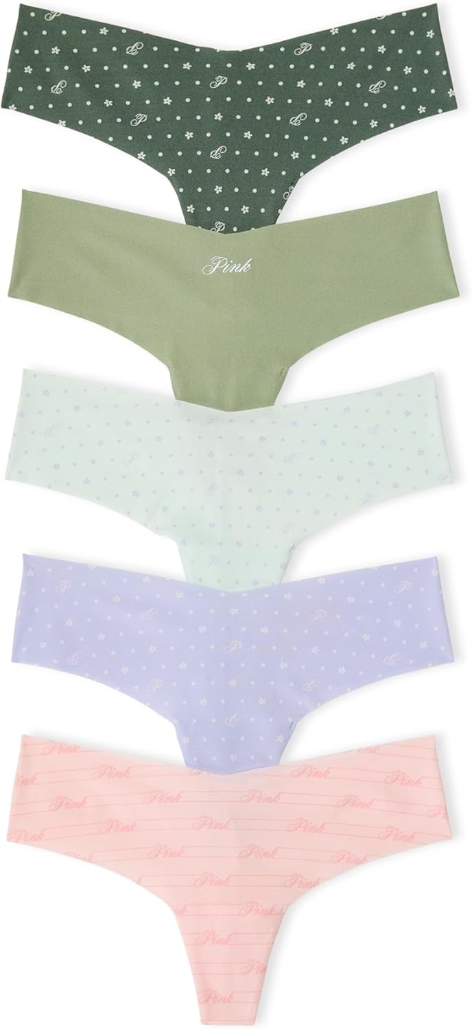Victoria's Secret PINK Women's No Show Thong Underwear Multi Pack