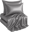 Casa Platino Satin Sheets Set King Size - Super Soft Dark Gray