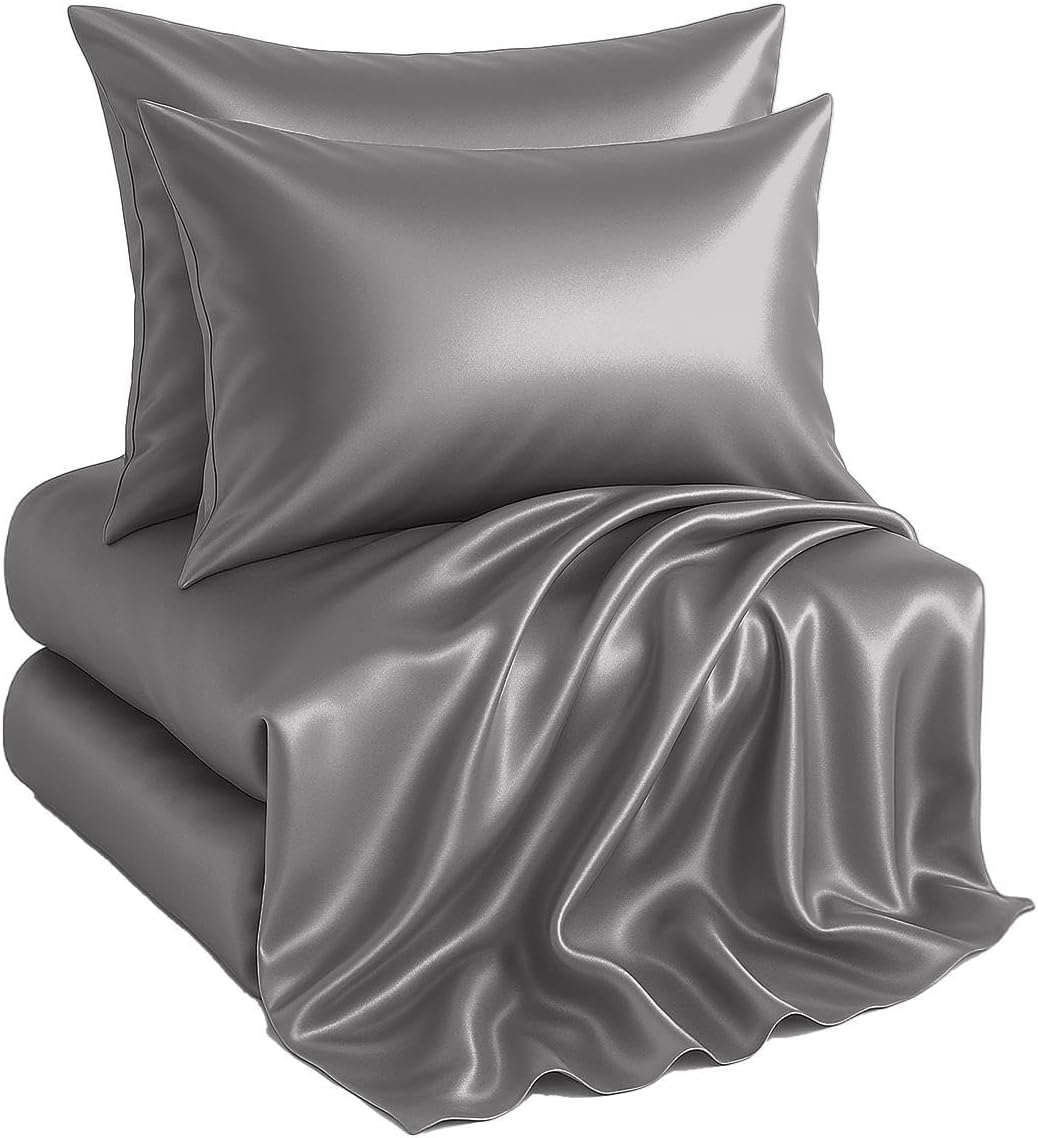 Casa Platino King Size Satin Sheets Set - Super Soft & Durable