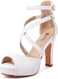 IDIFU Women's IN4 Platform Heels Strappy Chunky Heels - Dressy Peep