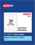 Avery Address Labels for Copiers 1 in x 2-13/16 in - Bulk White Sheets