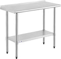 Stainless Steel Prep Table 18x36 in with Backsplash - Heavy Duty