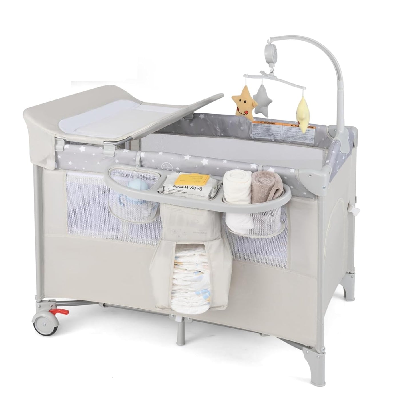 5-in-1 Pack and Play Baby Bedside Sleeper with Diaper Changer