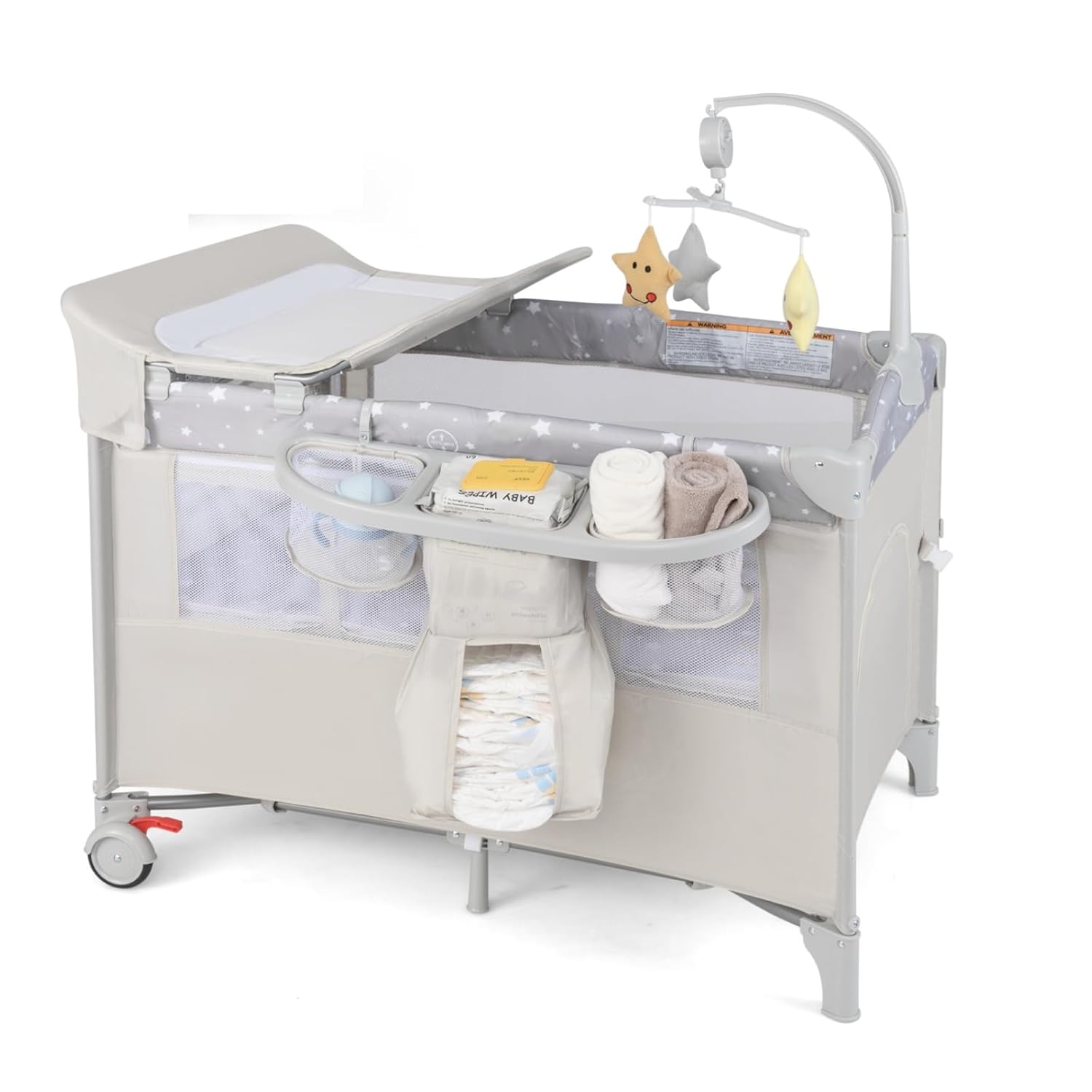5-in-1 Pack and Play Baby Bedside Sleeper with Diaper Changer
