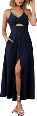 Summer Spaghetti Strap Midi Dress - Flowy Cutout Maxi Women's