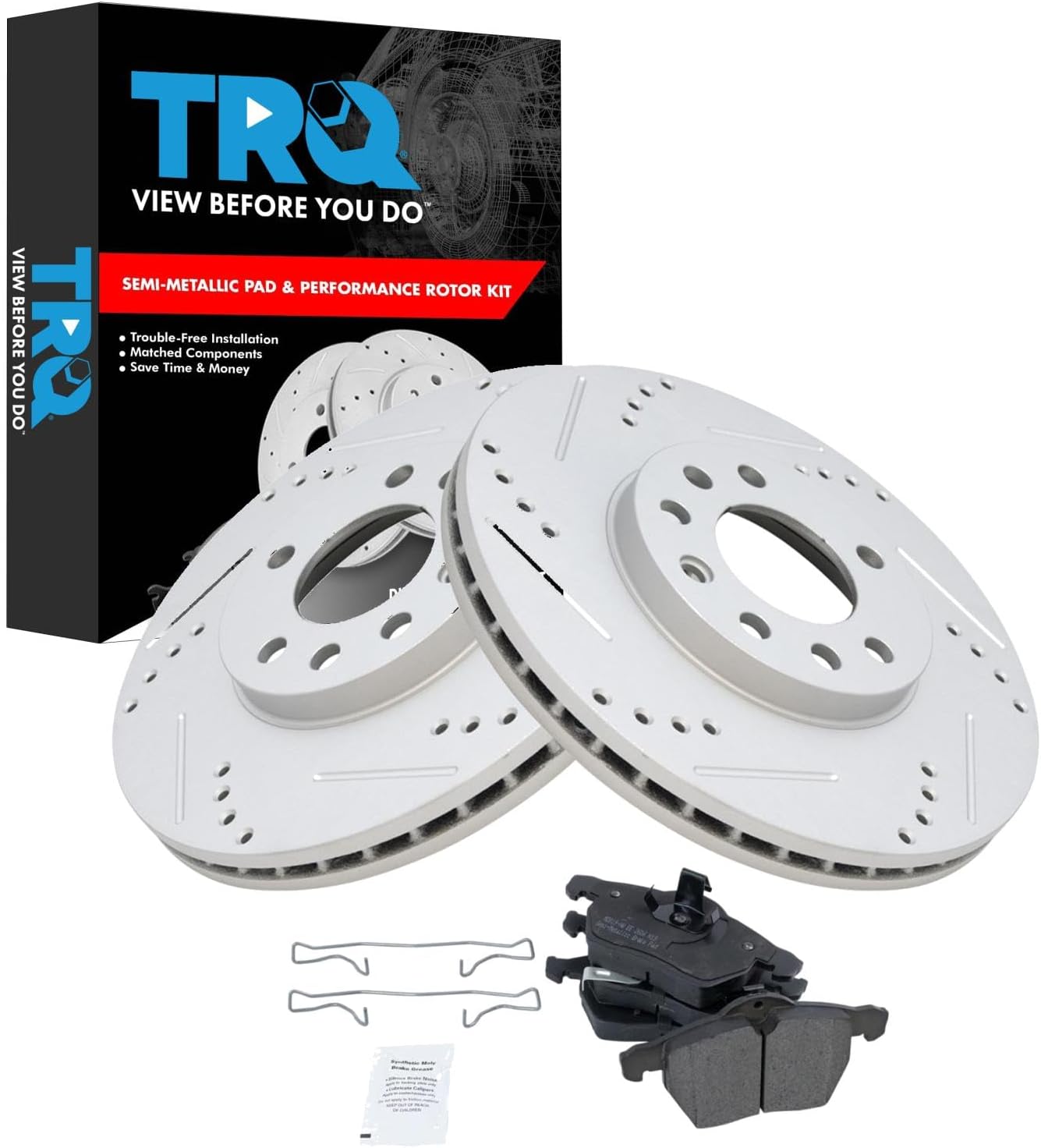 TRQ Front Brake Pad & Rotor Kit for Saab and Saturn Vehicles