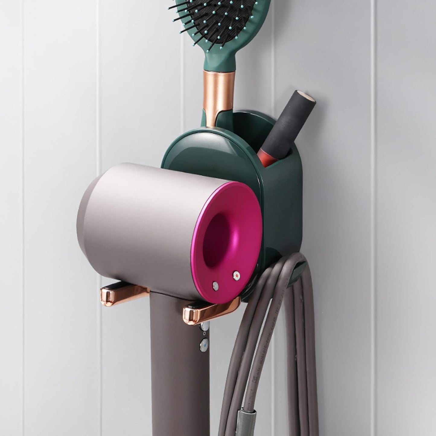Space-Saving Hair Dryer Holder, Stylish Dark Green, Fits Dyson
