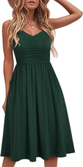Casual A Line Spaghetti Strap Sundress with Pockets - Flattering Fit