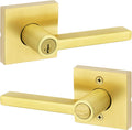 Satin Brass Halifax Entry Door Handle with SmartKey
