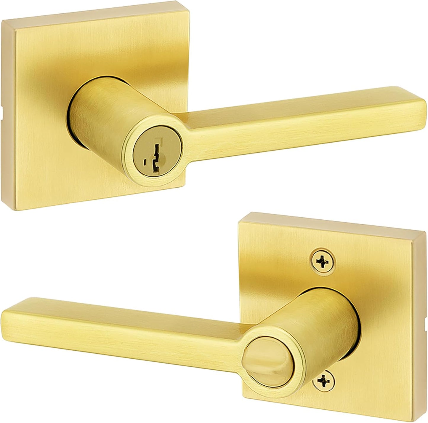 Kwikset Halifax Entry Door Handle with Lock and Key for Security