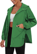 Womens Waterproof Raincoat Trench Coat Hooded Windbreaker