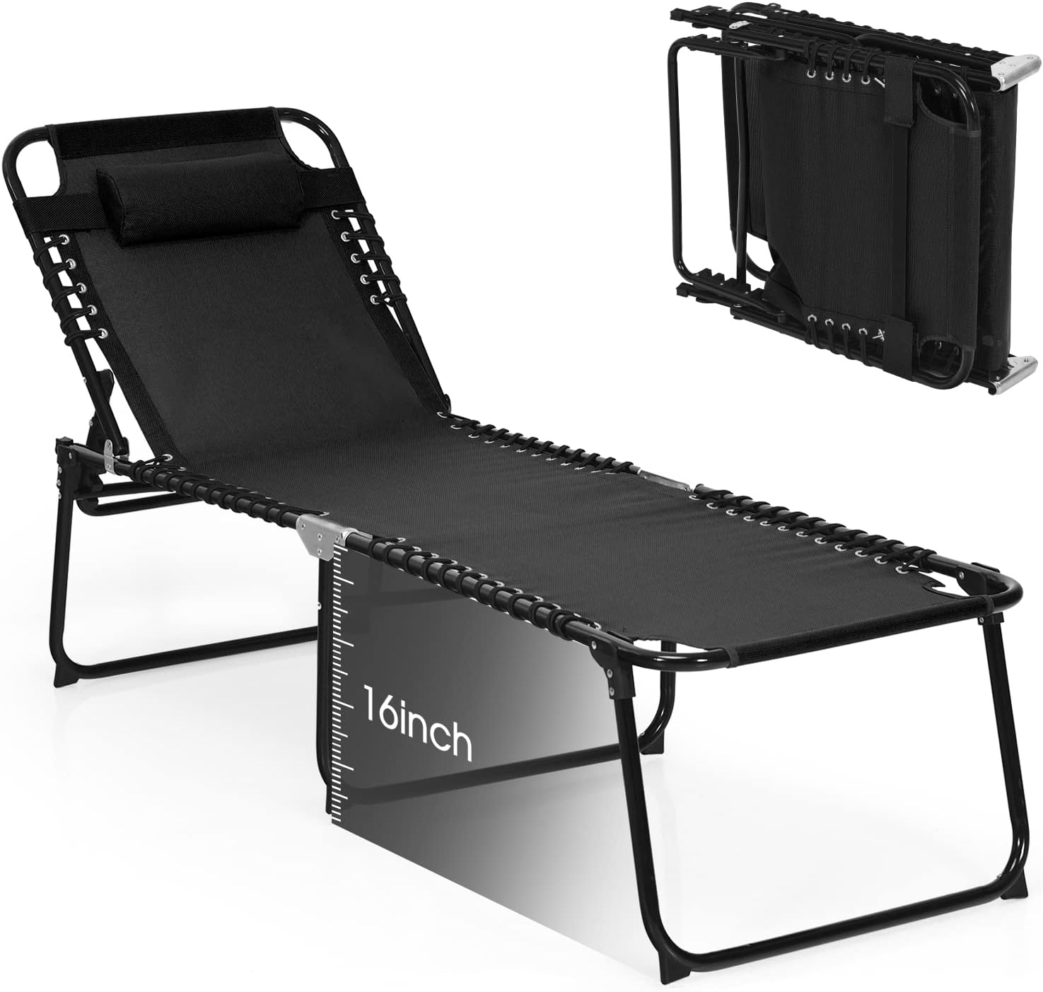GYMAX Lounge Chairs for Outside: Adjustable Beach Tanning Lounger