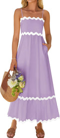 ZESICA Women's Summer Spaghetti Strap Backless Midi Dress - Flowy Fit