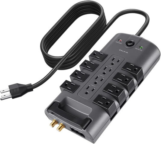 Belkin Surge Protector Power Strip - 8 Rotating Outlets, 8ft Cord, 4320 Joules Protection