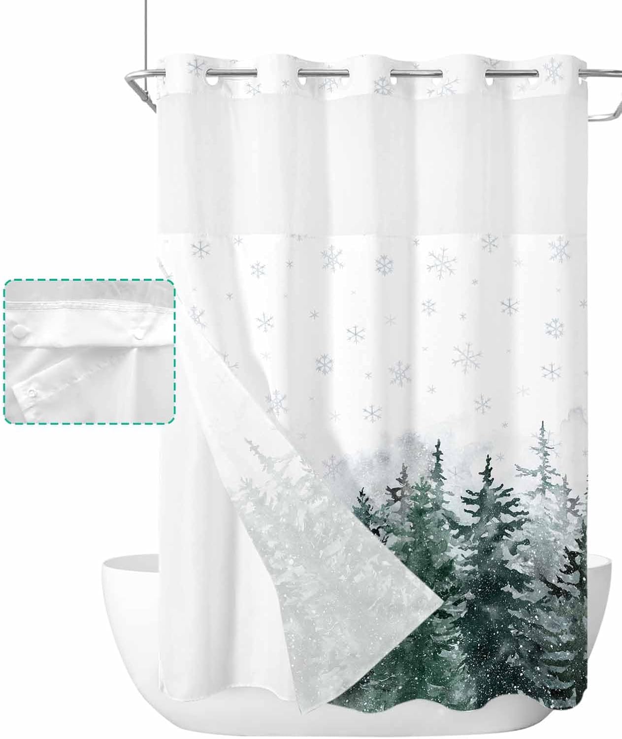 Snowy Winter Forest Shower Curtain Set