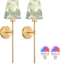 Battery Operated Wall Sconces Set of 2 - Rechargeable Flower Shade
